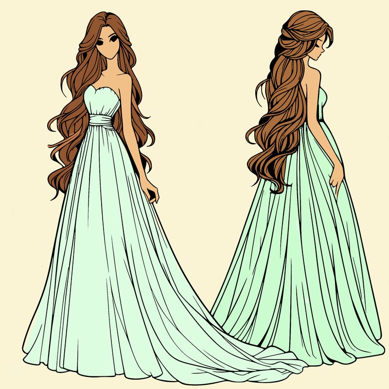 realistic woman with long flowing dress