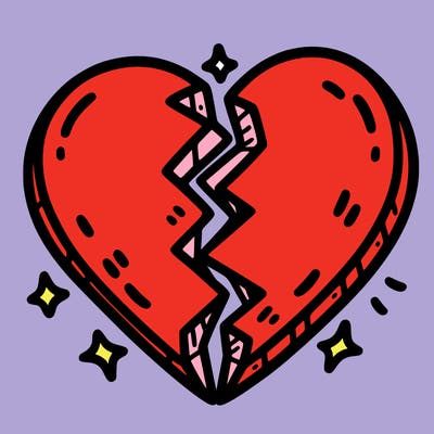 split in half heart