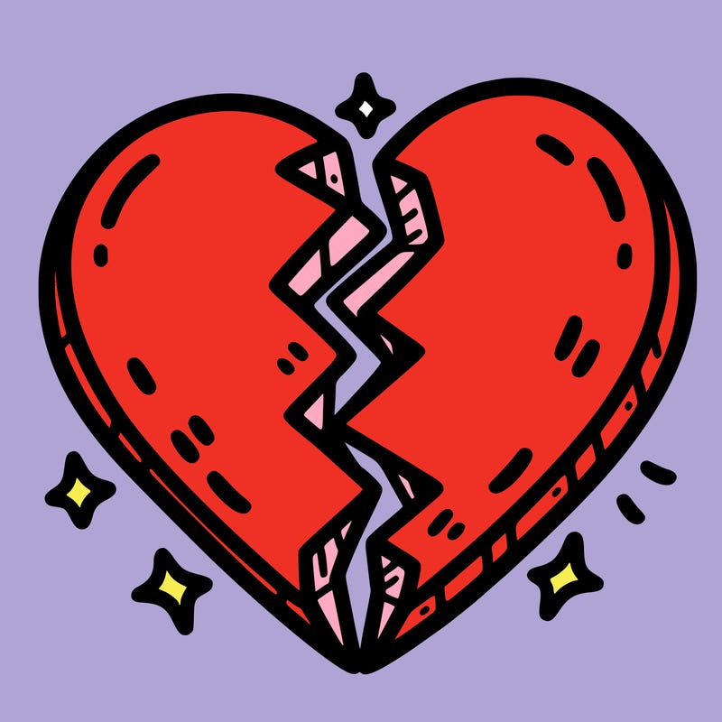 split in half heart