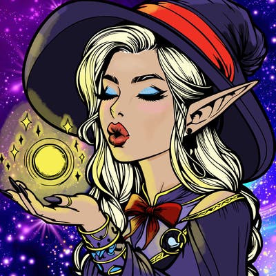 realistic elf casting a spell with lips
