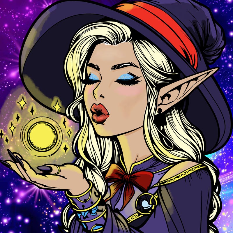 realistic elf casting a spell with lips