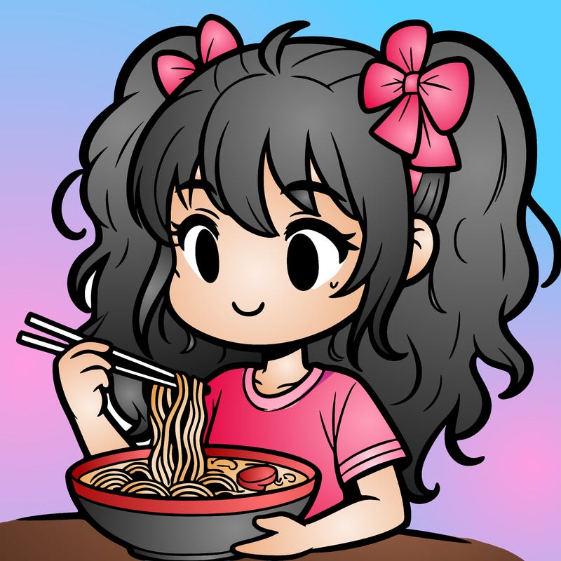 a girl eating ramen