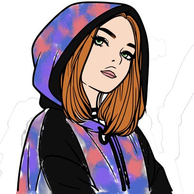 a realistic girl in a hoodie