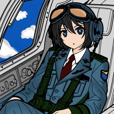 a pilot in plane in an anime design