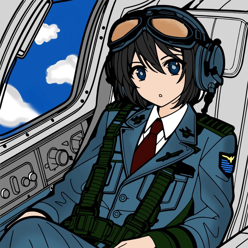 a pilot in plane in an anime design