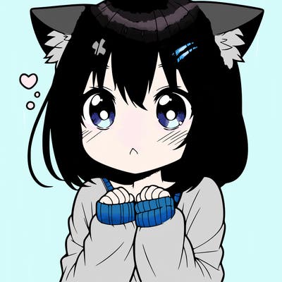 shy anime catgirl