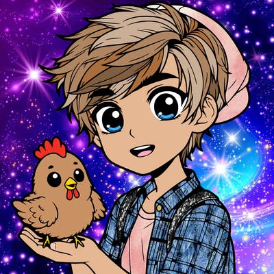 cute guy with a chicken realistic