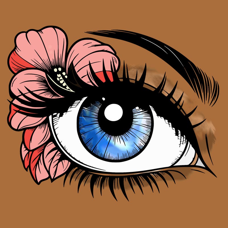 realistic eye with flower