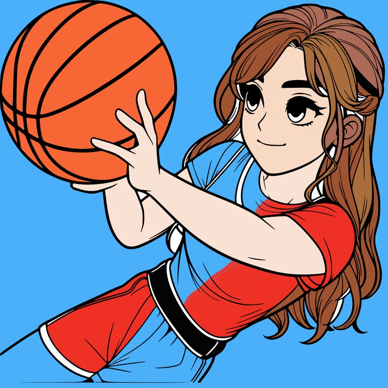 realistic girl playing basketball
