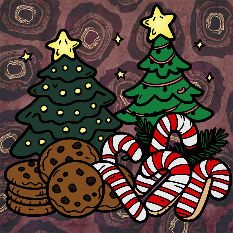 christmas cookies and tree