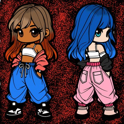 girl in crop top and baggy pants