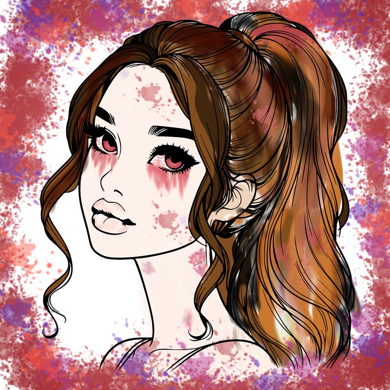 realistic girl with a ponytail on her hair and lips