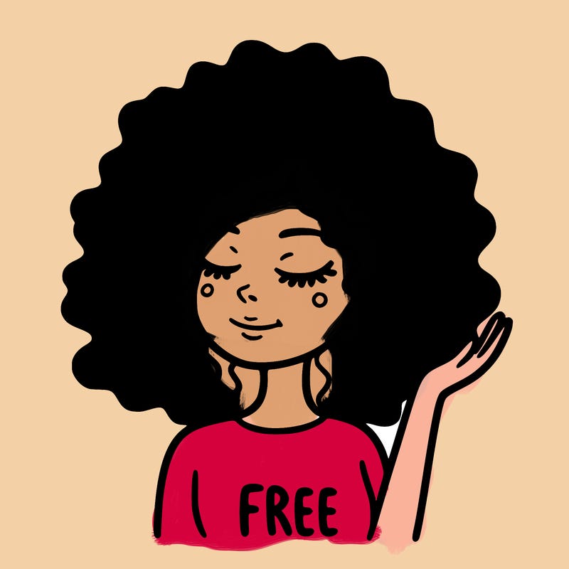 free woman with curly hair