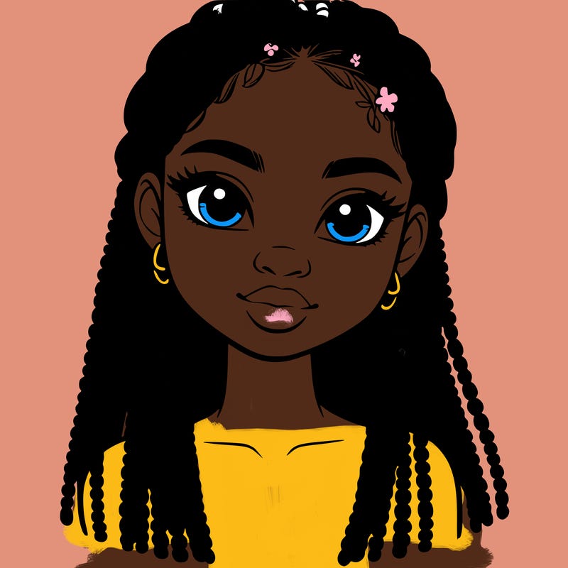 a realistic black girl with braids