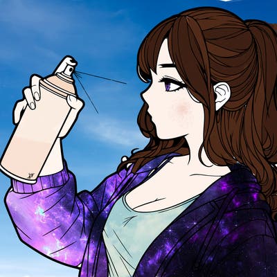 a realistic girl spray, painting