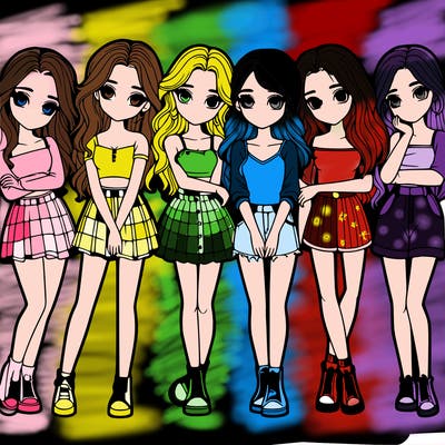 a group of girls realistic