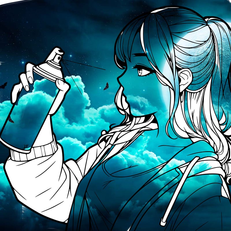 a realistic girl spray, painting