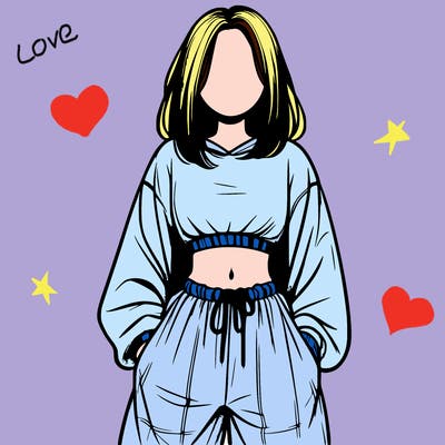 realistic girl faceless with baggy pants and a crop top