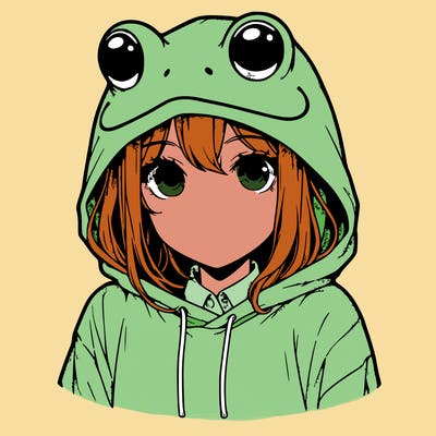 realistic girl with frog head hoodie