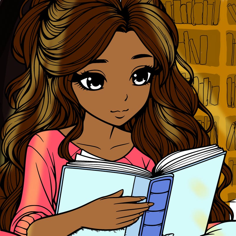 realistic girl reading a book