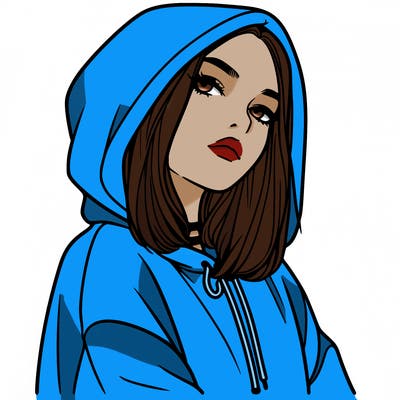 a realistic girl in a hoodie