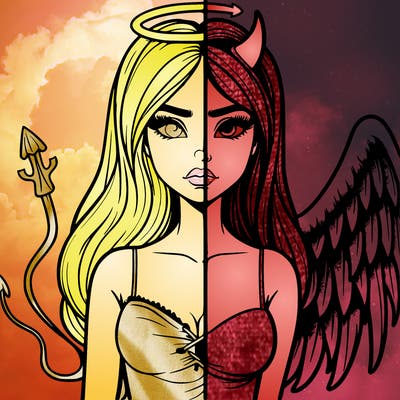 devil vs angel realistic girl