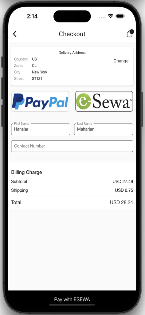 Bovary - Mobile app checkout screen for Bovary fashion showing payment options and total cost