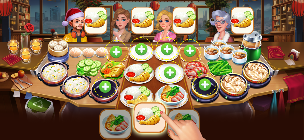 Chef Travel: Cooking Journey - Gameplay screenshot of Chef Travel showing a player serving meals to customers in a restaurant