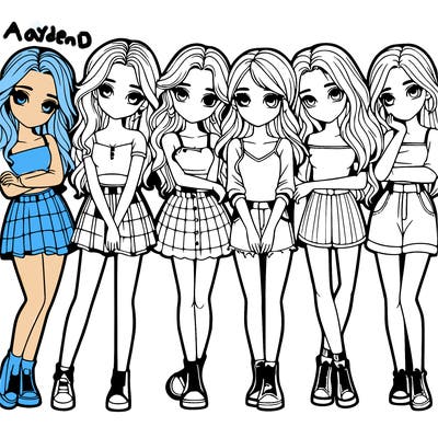 a group of girls realistic