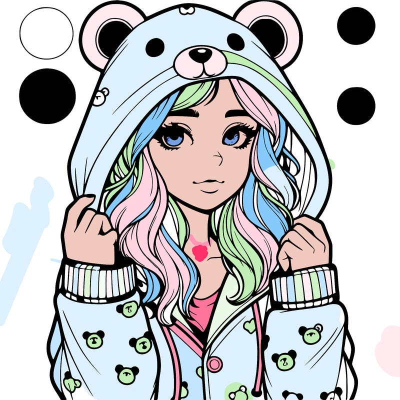 realistic girl in a animal pjs hoodie