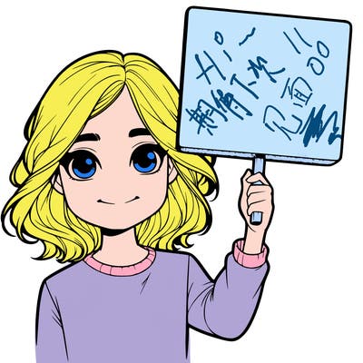 realistic girl holding up a sign