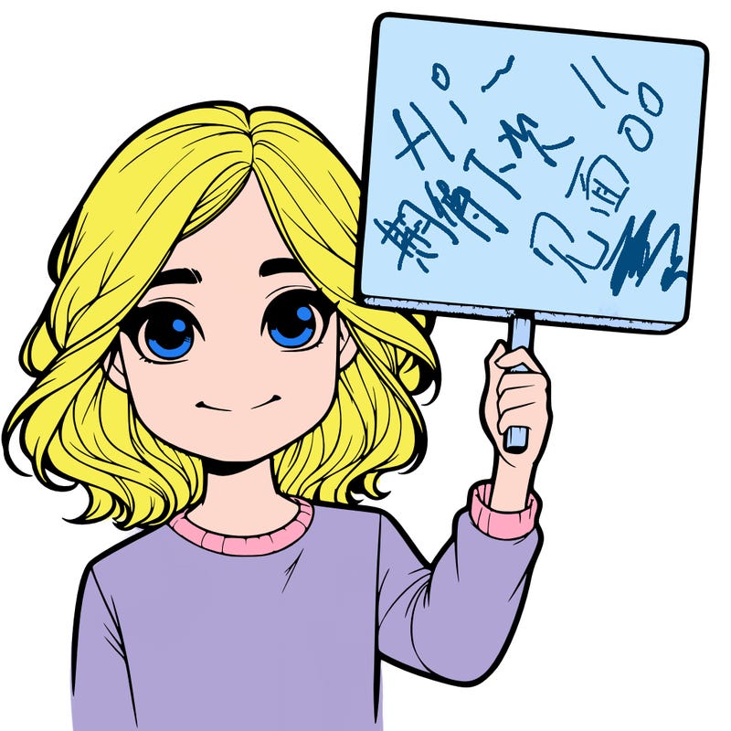 realistic girl holding up a sign