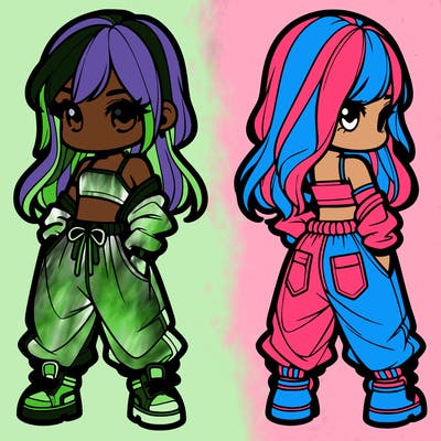 girl in crop top and baggy pants