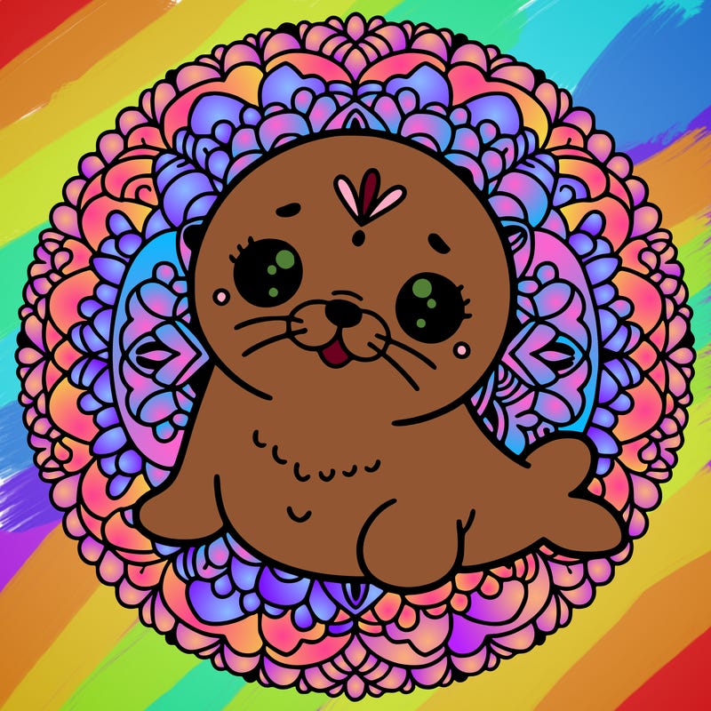 a cute baby seal mandala