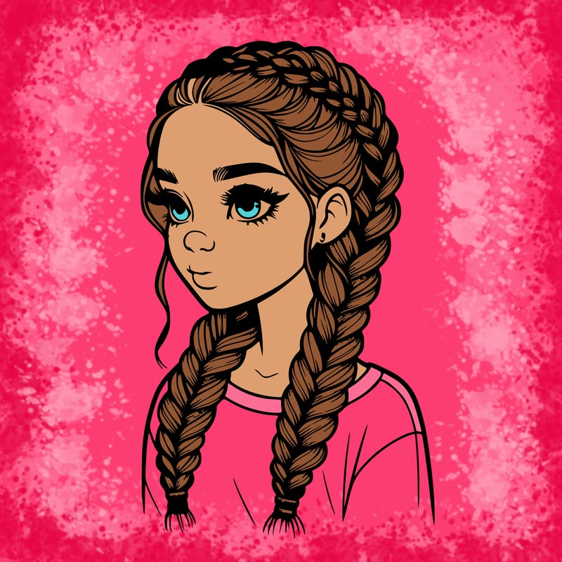 realistic girl with braids