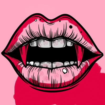 lips with vampire teeth