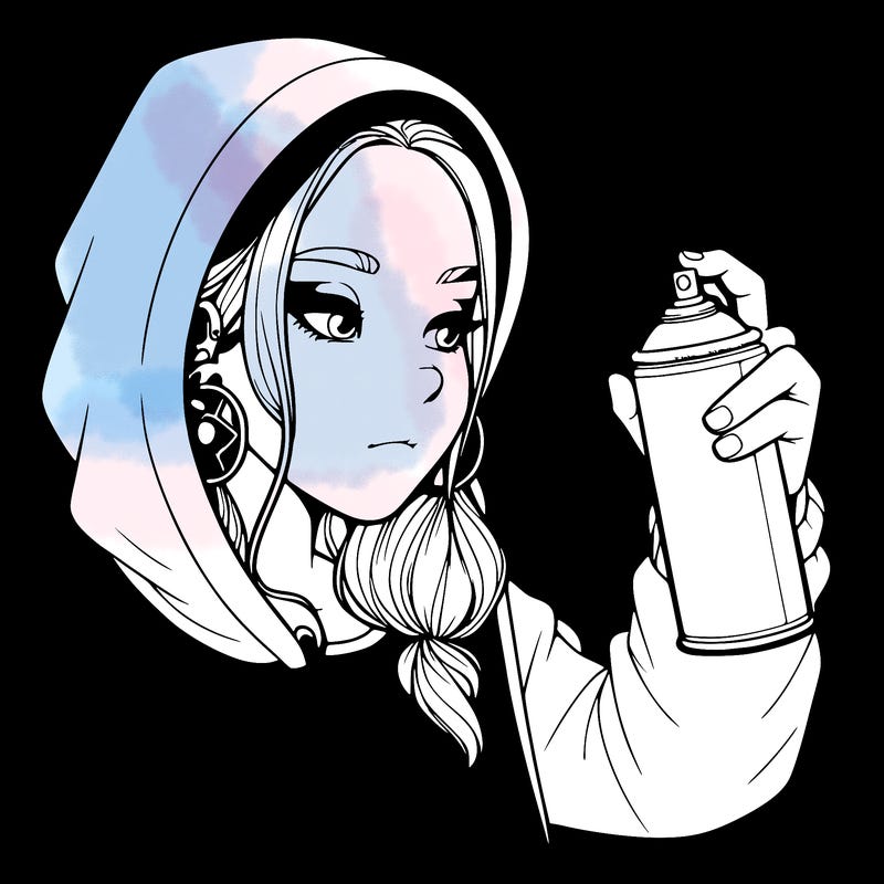 a realistic girl, spray painting