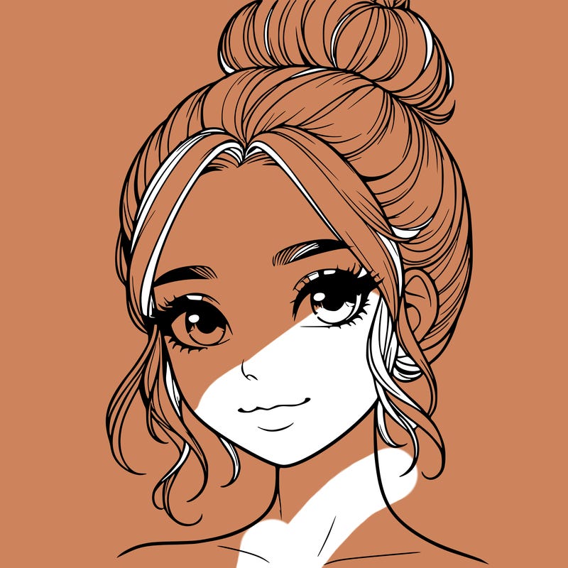 realistic pretty girl with hair in bun