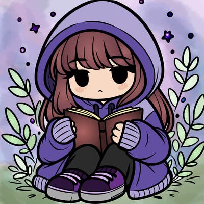 girl in oversized hoodie reading a book