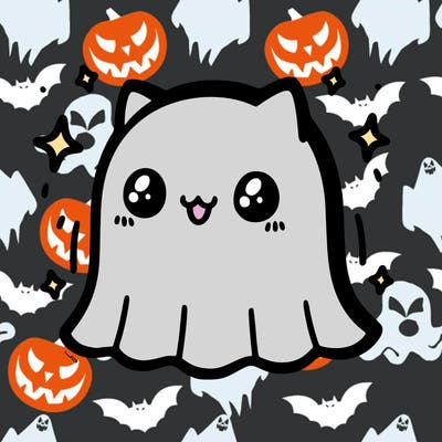 kawaii ghost cat