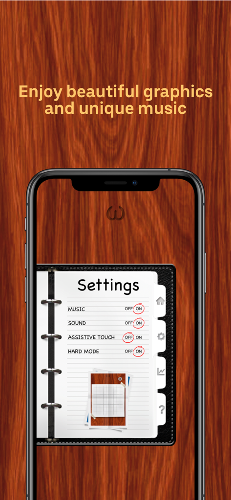 TicToe Fury - Tic Tac Toe - TicToe Fury game settings screen showing options for music sound and hard mode in a notebook style design