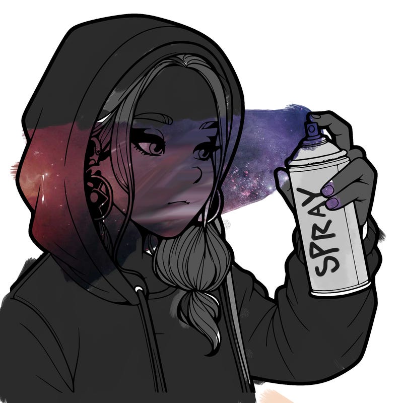 a realistic girl, spray painting