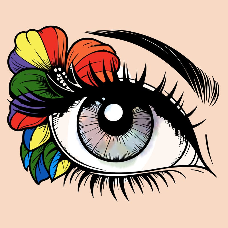 realistic eye with flower