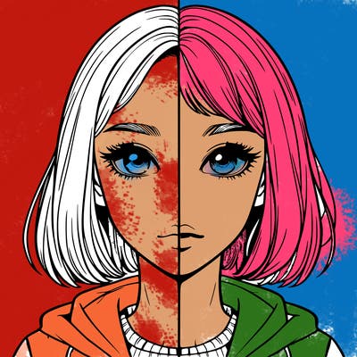 split realistic girl