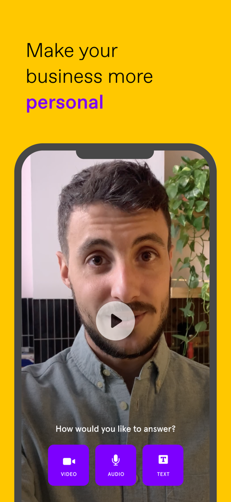 VideoAsk (by Typeform) - A smartphone showing a VideoAsk interface with options to respond by video audio or text