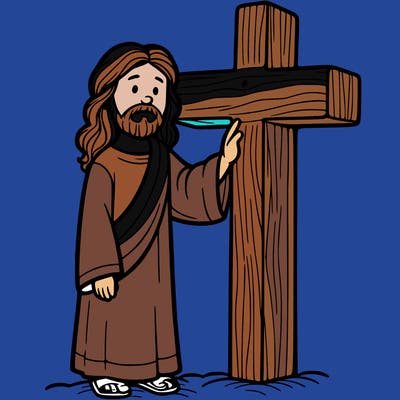 jesus standing beside the cross