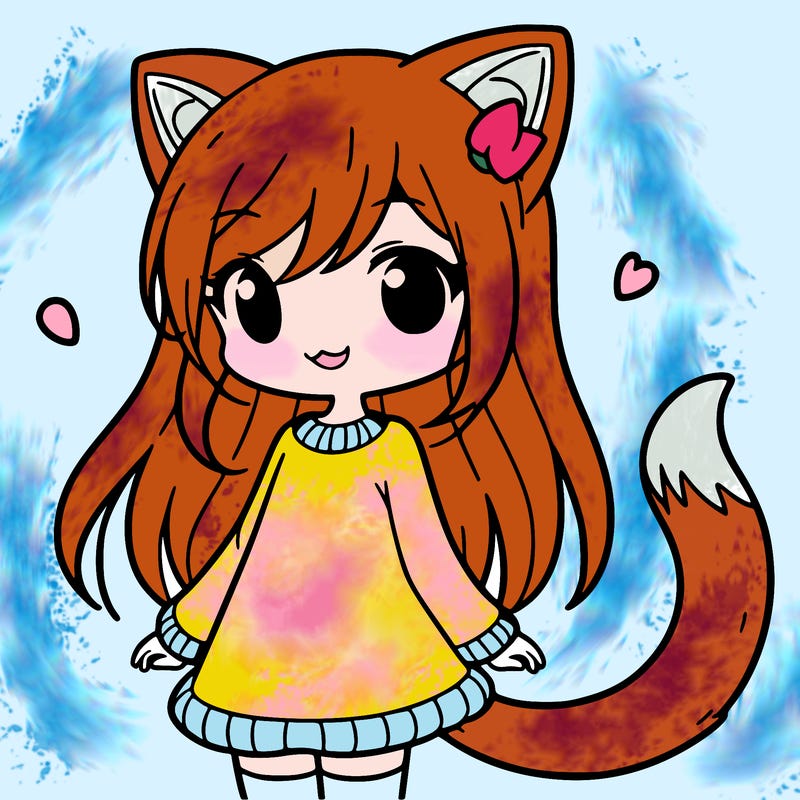girl with cat ears and tail