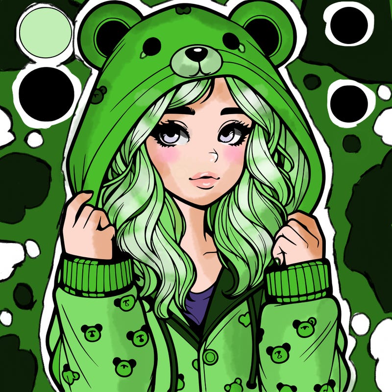 realistic girl in a animal pjs hoodie