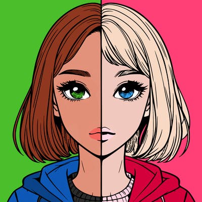 split realistic girl