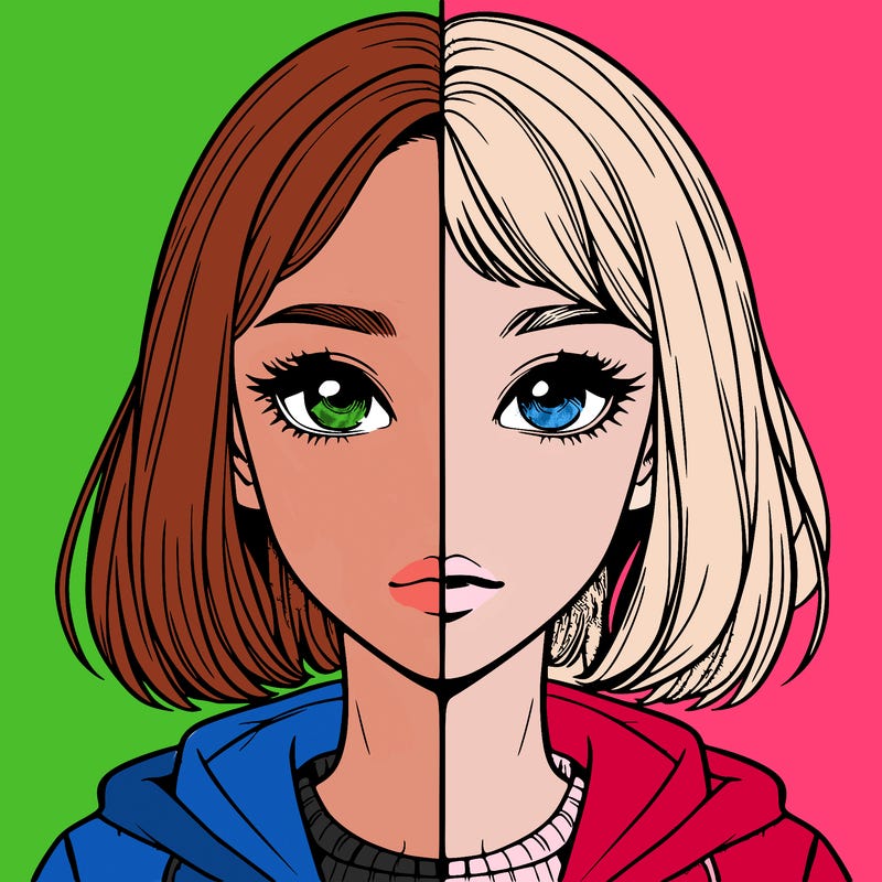 split realistic girl